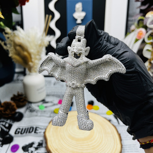 Cartoon Bat Moissanite Pendant 925 Silver Rhodium Plated Iced Out Themed Charm Unisex Hip Hop Style - Product Image 1