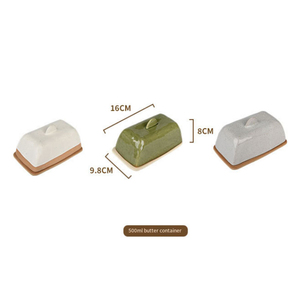 Beurrier en porcelaine de style vintage avec couvercle pour réfrigérateur, comptoir et cuisine moderne - Product Image 3