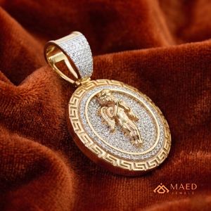 Gold <b>Angel</b> Medallion Moissanite Pendant Round Iced Out Hip Hop <b>Charm</b> Luxury Bling Party Micro Insert Necklace Gift for Unisex - Product Image 4