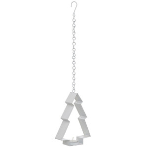 Portavelas Colgante de Metal Blanco con Forma de Árbol de Navidad, con Silueta Geométrica, para Decoración Festiva y Navideña - Product Image 4