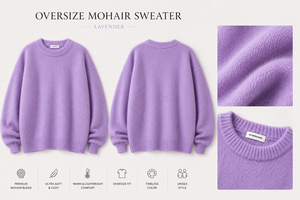 Pull en mohair surdimensionné à étiquette privée OEM, tricot épais, pull d'hiver en vente en gros - Product Image 5