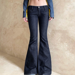 Jeans Retro Y2K de Cintura Media, Estilo Urbano, Corte Regular, Transpirables, de Secado Rápido, Color Azul Oscuro, Elásticos, de Poliéster/Algodón - Product Image 6
