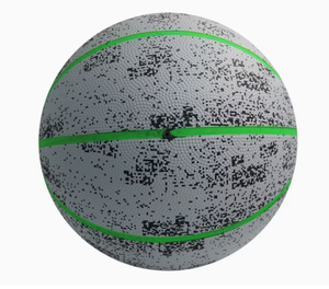 Balón de Baloncesto de PVC con Rayas Verdes y Diseño Moteado Gris, Tamaño 7, para Uso en Interiores y Exteriores - Product Image 3