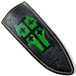 Funda de cuero pintada a mano de alta calidad, hecha en fábrica, para cuchillos de hoja fija. - Product Image 1