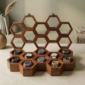 Caja de Madera para Exhibir Relojes, Caja de Madera para Relojes con Tapa de Cristal para Colección en Casa, por AYAANS - Product Image 4
