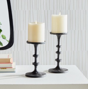 Ensemble de bougeoirs en métal noir mat, forme cylindrique, décoration pour la maison au meilleur prix - Product Image 6