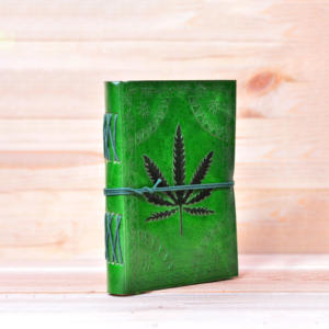 Genuine Full Grain Leather Journal Notebook with <b>Leaf</b> Embossed Green Handmade Antique Design Thread Sewn Flower Embossed Diary - Product Image 4