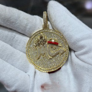 Collier Hip Hop plaqué or 18 carats avec pendentif pièce en perle d'eau douce et moissanite, bijou personnalisé avec nom, pour anniversaire ou fête - Product Image 6