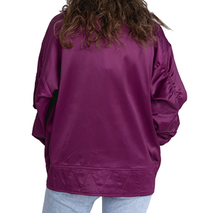 Blouson bomber violet pour femme, manches longues, fermeture éclair, couleur unie, polyester, vêtement d'extérieur, style hiver, coupe classique - Product Image 2
