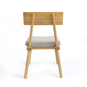 Chaise de salle à manger moderne en teck massif avec siège rembourré en tissu, style scandinave, meubles esthétiques pour la maison - Product Image 6