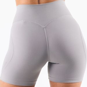 <b>Womens</b> Light Gray High Waist Seamless Gymwear <b>Shorts</b> Stretch <b>Compression</b> Workout Fitness Training Athletic Activewear Wear - Product Image 5