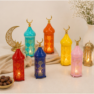 Centro de Mesa Metálico Inspirado en una Mezquita, Decoración Islámica Colorida para Ramadán y Eid, Adorno de Mesa Hueco con Forma de Luna Creciente, Moderno - Product Image 2