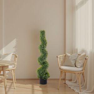 Set di 2 Alberi a Spirale Artificiali in Bosso Verde da 115cm - PVC - Product Image 1
