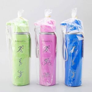 Bouteille d'eau en plastique à double paroi de 800 ml pour sports de plein air, portable avec paille - Product Image 3