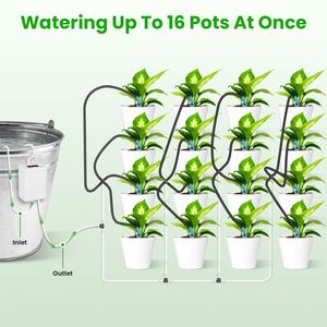 Kit Irrigazione Automatica Intelligente a Goccia Silenzioso 4W con 16 Punte a Goccia, Allarme Basso Livello Acqua e Batteria, Dispositivo Efficiente per l'Irrigazione delle Piante da Esterno - Product Image 3
