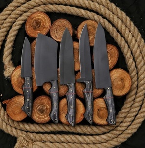 Juego de Cuchillos de Chef de Acero al Carbono Hechos a Mano, 5 Piezas, Profesionales, con Mango de Madera Oscura, Estilo Vintage, Ambidiestros, Venta al Por Mayor, Dropship - Product Image 3