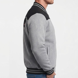 Chaqueta Varsity Negra y Gris para Hombre, Nueva, con Logotipo de Pantera Bordado en el Pecho, Estilo Casual para Otoño, Corte Regular, Cuello Camisero - Product Image 3