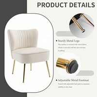 Chaise moderne en velours sans accoudoirs, confortable, canapé simple, chaise d'appoint pour chambre à coucher, salon du milieu du siècle