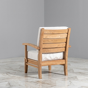 Fauteuil de jardin d'extérieur en bois massif avec dossier à lattes et coussin, pour patio, jardin et bord de piscine, Fabricant exportateur de mobilier - Product Image 4