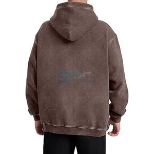 Custom <b>Men's</b> Winter Hoodies 100% Cotton Breathable Quick Dry 3D Embroidery Solid Loose Fit Front Logo - Product Image 3