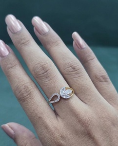 Bague en or massif 14 carats avec diamant de laboratoire, bague feuille de diamant taille marquise, bague de fiançailles en grappe, bijou de déclaration inspiré de la nature, cadeau de mariage - Product Image 2