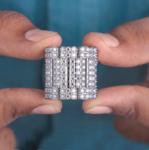 Anillo de compromiso Big Iced para hombre, estilo hip hop, con diseño de racimo, personalizado, estilo rapero, de plata de ley 925 chapada en rodio, con engaste de garras - Product Image 5