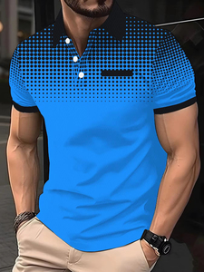 Polo de verano para hombre, camiseta de manga corta con solapa, camisa de lunares en contraste, polo deportivo, de golf, de negocios, con logotipo personalizado para hombre - Product Image 4