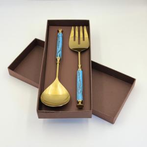 Juego de Cubiertos Artesanales para Restaurante con Mango de Resina, Acero Inoxidable con Acabado Dorado, Directo de Fábrica, Ideal para Bodas - Product Image 6