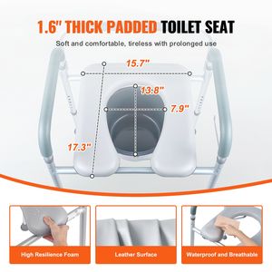 Sedia Comoda Stile Moderno con Seduta Imbottita e Braccioli, Altezza Regolabile a 7 Livelli, Secchio Rimovibile da 5,8L, Facile Montaggio, Materiale in Acciaio - Product Image 5