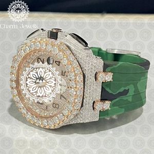 Montre de luxe pour homme Charm, boîtier de 40 mm, mouvement mécanique analogique, bracelet en acier inoxydable serti de diamants, cadran en verre lumineux, automatique - Product Image 2