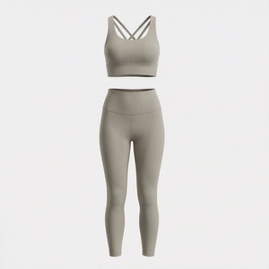 Ensemble de sport deux pièces sexy pour femme : soutien-gorge et haut de yoga, tenue de fitness, vêtements de sport pour la gym, tenue d'exercice, survêtement athlétique avec logo personnalisé - Product Image 1