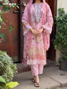 Nuevo Conjunto de Salwar Kameez y Dupatta de Algodón con Estampado y Bordado, Compra en Línea en India - Product Image 4