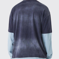 T-shirt homme bicolore à double manche, design personnalisé, coton, streetwear, tee-shirt décontracté à manches courtes, vêtements de mode