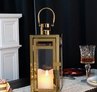 Lanterne carrée en fer forgé avec panneaux en verre, porte-bougie, décoration de Noël, de Pâques, pour la maison, utilisation intérieure et extérieure, impression personnalisée en 1 couleur