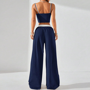 Conjunto de 2 Piezas para Mujer, Top Corto y Pantalones Anchos, Ropa Casual de Calle, Atuendo de Verano, Conjunto a la Moda, Pantalones Holgados, Conjunto Coordinado - Product Image 4