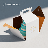 Invitations de mariage personnalisées faites à la main avec lamination mate et gaufrage, fleurs préservées de luxe, boîte à gâteau (INNORHINO)