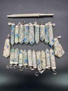 Pendentif artisanal en argent sterling K2 Jaspe, pierre bleue, pointe de pierre précieuse naturelle, bijoux en gros - Product Image 4