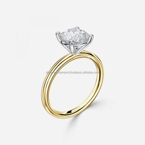 แหวนหมั้นเพชรโมอิสซาไนต์ทรงโซลิแทร์แบบสั่งทำพิเศษสองสีทอง 14K หรูหรา น่ารัก ประดับเพชรแบบหนามเตย สำหรับผู้หญิง ของขวัญวันครบรอบแต่งงาน งานเลี้ยง - Product Image 6
