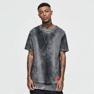 Camiseta de doble capa para hombre, estilo urbano de verano, con hombros caídos, camisetas de doble capa para hombre, camisetas de doble capa con corte oversize para hombre - Product Image 6