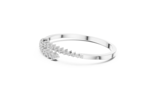 TRENDY LAB GROWN CUT DIAMOND STIFF BRACELET <b>SET</b> 18KT WHITE <b>GOLD</b> RHODIUM PLATED LUXURY WOMEN'S Certified PARTY WEDDING - Product Image 2