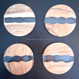 Dessous de verre en résine et bois de noyer personnalisables de la meilleure qualité, carrés et ronds, tapis en résine époxy, napperons de table pour les fêtes - Product Image 2