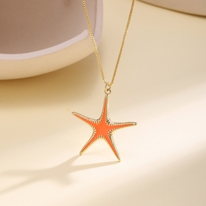 Collier pendentif étoile de mer en émail délicat QIKU, série océan, animal marin, bijoux minimalistes pour enfants - Product Image 5