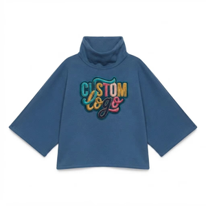OEM Supplier Oversized Poncho Pullover Sweatshirt High Collar Loose Fit Custom 350 GSM Cotton Premium Embroidery Women's Hoodies - Product Image 3