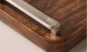 Elegant Modern Design <b>Wooden</b> <b>Serving</b> <b>Platter</b> Dark Mango Wood Tray Featuring Rectangular Contour and Metal Grips - Product Image 3