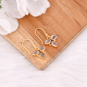 Natural Rose Quartz <b>Leaf</b> Earrings Handcrafted Gemstone <b>Jewelry</b> For Women - Product Image 2