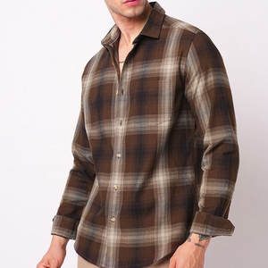 Chemises en flanelle à carreaux épais pour hommes, en coton/polyester et fibre de bambou tricotées, à manches longues et boutonnées, collection Printemps, promotion exceptionnelle - Product Image 3