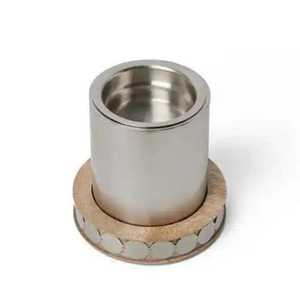 Support de bougie en acier inoxydable avec base en bois, insert annulaire, support pour bougie chauffe-plat, base de bougie de table moderne, support métallique pour diffuseur d'ambiance domestique - Product Image 1