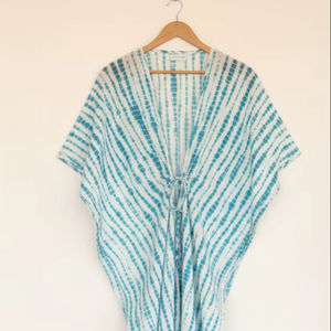 Tela de Alta Calidad Ecológica 100% Algodón con Encaje, Tie Dye, Estilo Bohemio, para Kaftán, Largo Maxi, Cintura Elástica, Mangas Dolman, Transpirable - Product Image 1