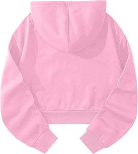 Hoodie court à manches longues pour femme, motif graphique ODM, avec logo frontal, 100 % coton, cordon de serrage - Product Image 6