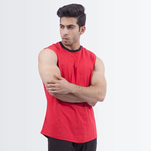 Custom Made Design Men's <b>Red</b> Sleeveless Tank Top O-Neck Solid Color Casual Knitted Cotton Eco-Friendly 180g <b>Fabric</b> Wholesale - Product Image 2